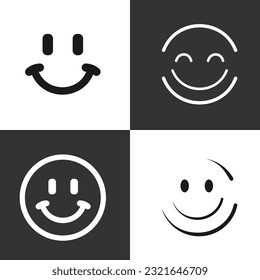 4 ensembles de logos. Smiley. Bien sur fond. Vous pouvez ajouter du texte