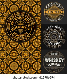 4 Logos set with vintage card template