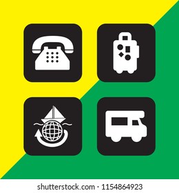 4 london icons in vector set. tourism and old typical phone illustration for web and graphic design