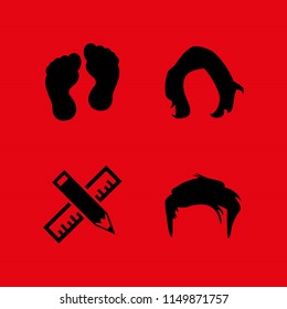 4 long icons in vector set. hair, foot and ruler illustration for web and graphic design