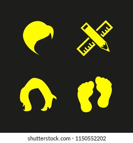 4 long icons in vector set. hair, ruler and foot illustration for web and graphic design