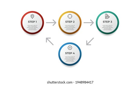 4 looping points of steps diagram layout, business infographic element template vector