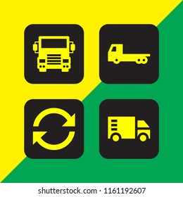 4 lorry icons in vector set. load and truck illustration for web and graphic design