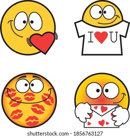 4 love emoticons vector graphics. Perfect for web icons, apps, or app stickers