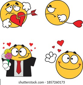 4 adoran los emoticonos gráficos vectoriales. Perfecto para iconos web, aplicaciones o stickers de aplicaciones
