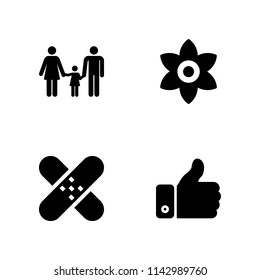 4 love icon set with like, patch and flower vector illustration for graphic design and web