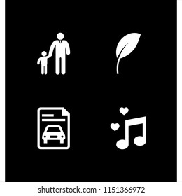 4 love icons in vector set. father and son, rent, plant and wedding illustration for web and graphic design