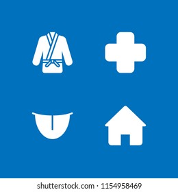 4 love icons in vector set. shelter, fight, mouth and health illustration for web and graphic design