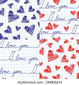 4 love seamless patterns set