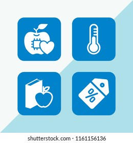 4 low icons in vector set. discount, science thermometer and diet illustration for web and graphic design