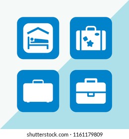 4 luggage icons in vector set. accomodation, trip luggage, travel case and briefcase illustration for web and graphic design