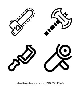 4 lumber icons with chainsaw and axe in this set