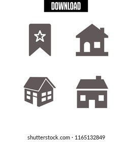 4 luxurious vector icon set with house, bookmark and home icons for mobile and web