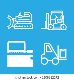 4 machine icons with carpentry and bulldozer in this set