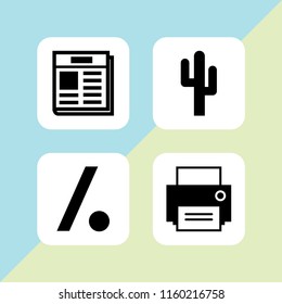 4 magazine icons in vector set. cactus, print and news illustration for web and graphic design