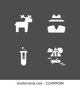 4 magic icons in vector set. potion, invisible person of clothes, reindeer and forest illustration for web and graphic design