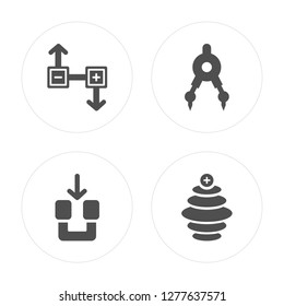 4 Magnet, Compass, Vortex modern icons on round shapes, vector illustration, eps10, trendy icon set.