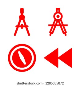 4 magnetic icons with compass and rewind in this set
