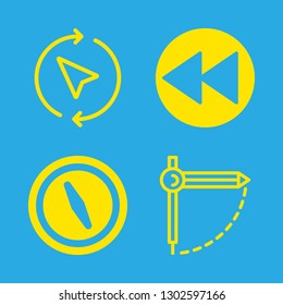 4 magnetic icons with compass and rewind in this set