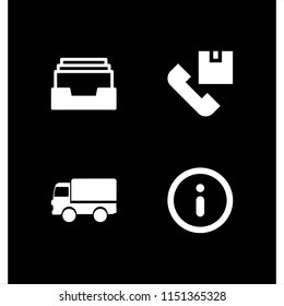 4 mail icons in vector set. information circular button symbol, inbox, shipping and delivery and deliver illustration for web and graphic design