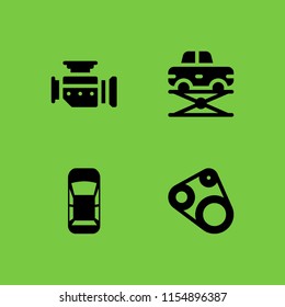 4 maintenance icons in vector set. construction and tools, motor and auto illustration for web and graphic design