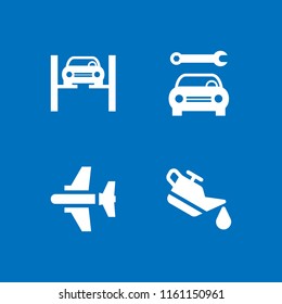 4 maintenance icons in vector set. car oil, mechanic and aircraft illustration for web and graphic design