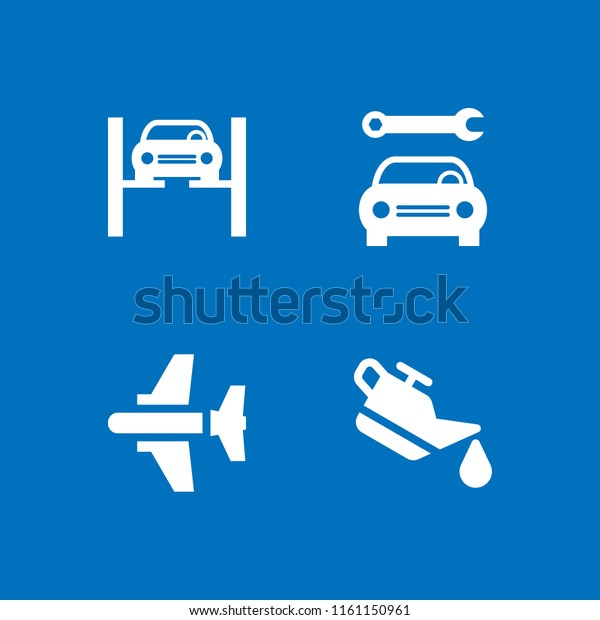 4 maintenance\
icons in vector set. car oil, mechanic and aircraft illustration\
for web and graphic design