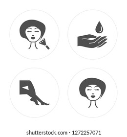 4 Make up, Legs, Moisturizer, Face modern icons on round shapes, vector illustration, eps10, trendy icon set.