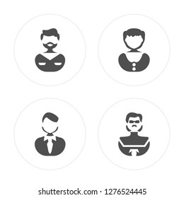 4 Man, Businessman, Clerk, Businessman modern icons on round shapes, vector illustration, eps10, trendy icon set.