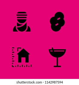 4 man icon set with house, prune and cocktails vector illustration for graphic design and web