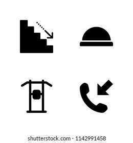 4 man icon set with stairs, pull up bar and hang up vector illustration for graphic design and web