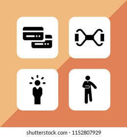 4 man icons in vector set. manager, worker, pay and chest expander illustration for web and graphic design