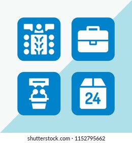 4 manager icons in vector set. support, briefcase and interview illustration for web and graphic design