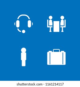 4 manager icons in vector set. support, briefcase, interview and human illustration for web and graphic design