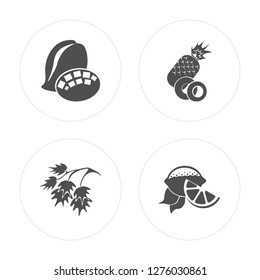 4 Mango, Parsley, Pineapple, Lemon modern icons on round shapes, vector illustration, eps10, trendy icon set.