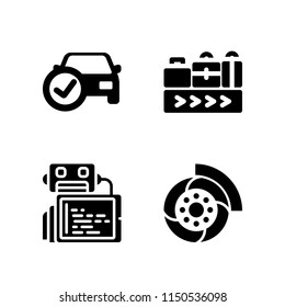 4 manufacture icons in vector set. conveyor belt, automobile and robot illustration for web and graphic design