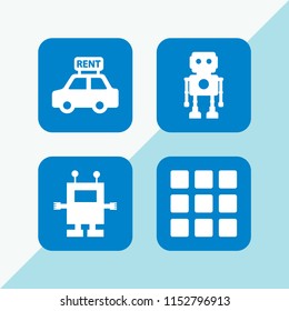 4 manufacture icons in vector set. automotive, grid and robot illustration for web and graphic design