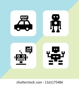 4 manufacture icons in vector set. automotive and robot illustration for web and graphic design
