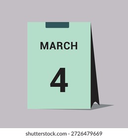 4. März Kalender Datum Symbol Minimaler Schreibtisch Kalender Vektorgrafik