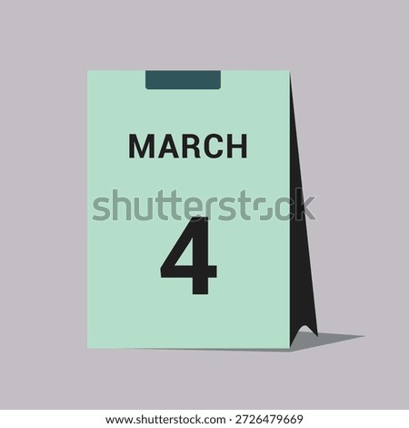 4 march calendar date icon minimal desk calendar vector illustration