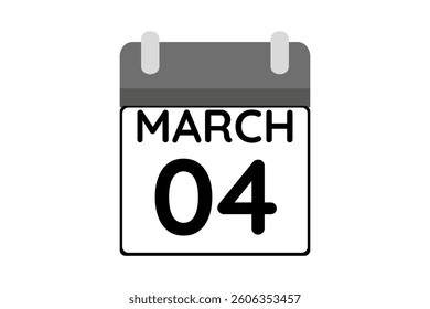 4 March calendar icon text page monthly web design on black and white background vector, icon, or illustration with the month of March 4