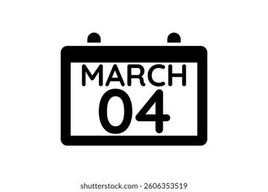 4 March calendar icon text page monthly web design on black and white background vector, icon, or illustration with the month of March 4