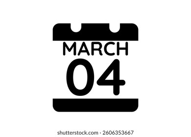 4 March calendar icon text page monthly web design on black and white background vector, icon, or illustration with the month of March 4