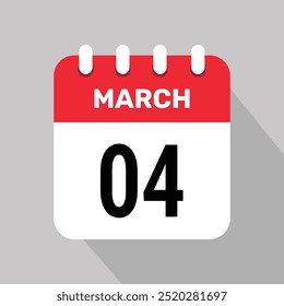 4 march calendar icon vector background. Vector schedule symbol.