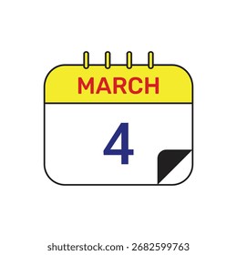 4 march calendar icon vector month illustration design
