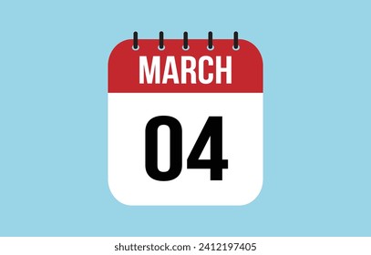 4 March Calendar. March Calendar Vector Illustration.