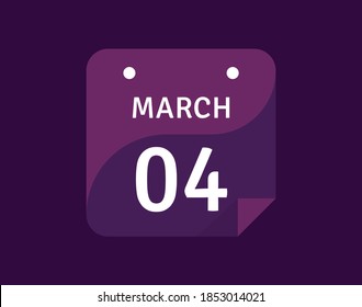 4 March, March 4 icon Single Day Calendar Vector illustration