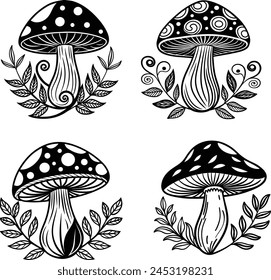 4 mashroom logo icon vector illustration