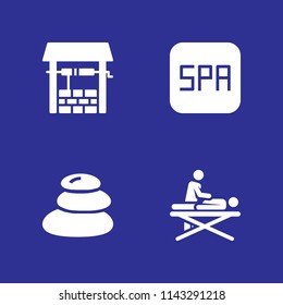 4 massage icon set with well, massage and spa vector illustration for graphic design and web