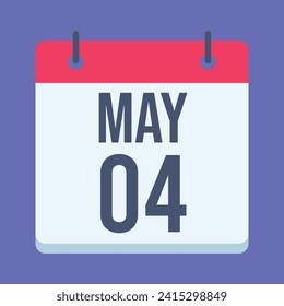 Calendario del 4 de mayo. Fondo Azul. Calendario de vectores.
